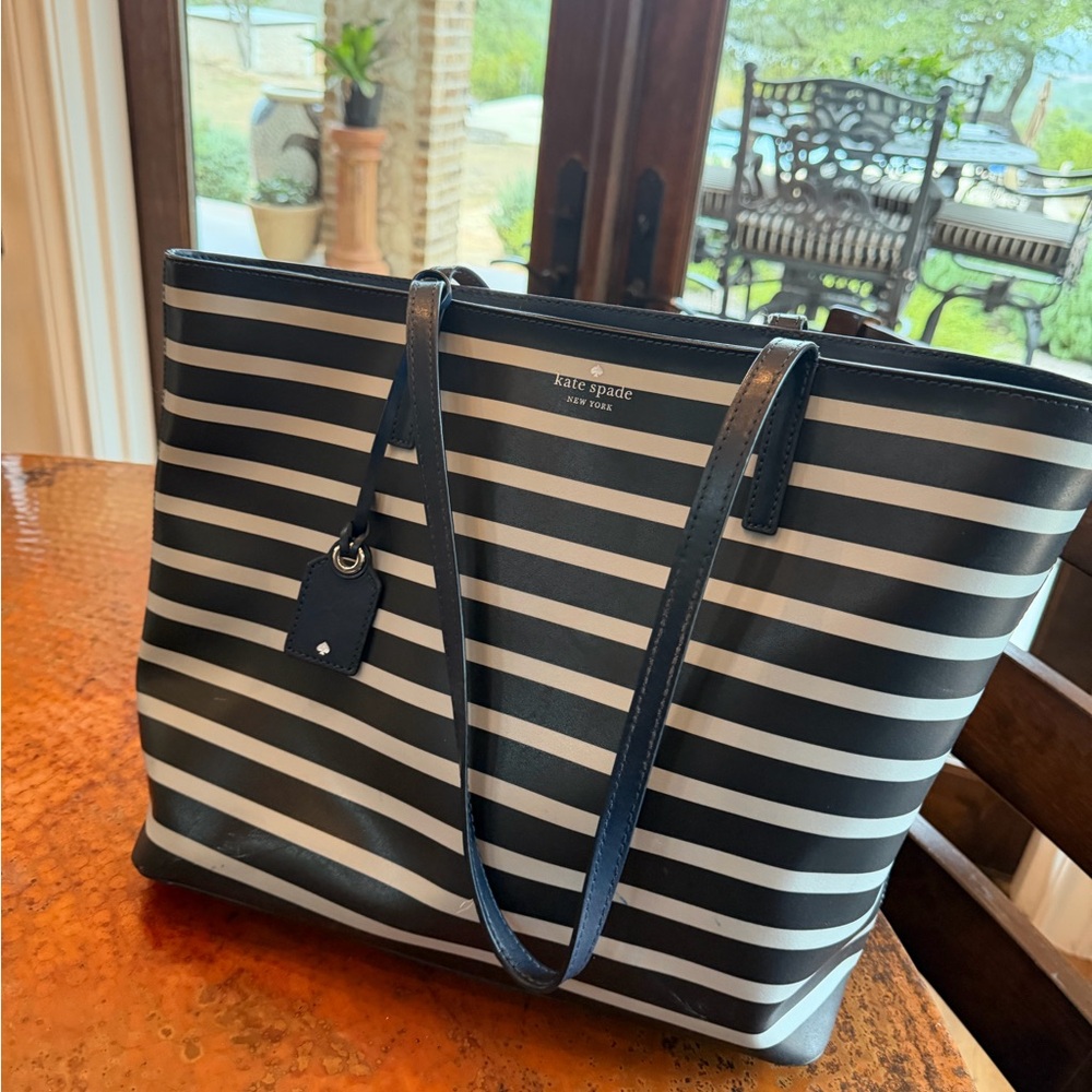 Kate Spade Striped Blue Tote